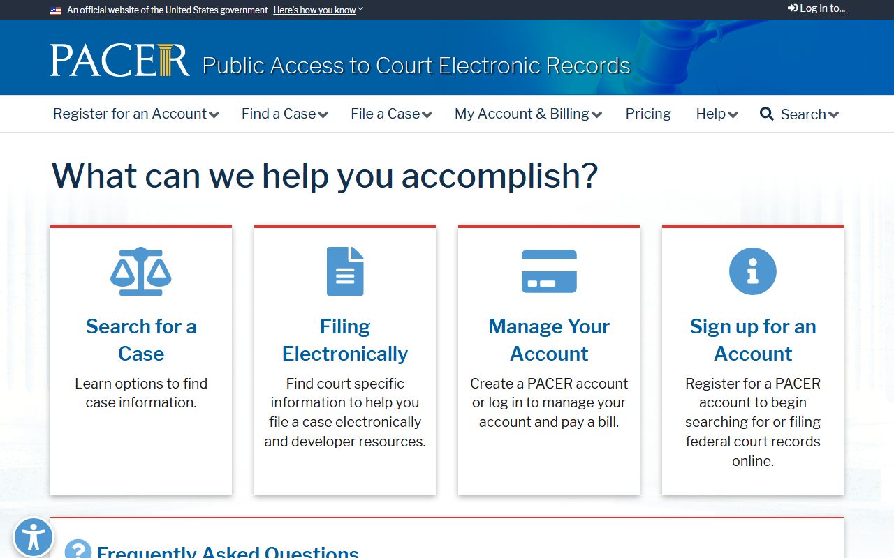 Chester County federal records access through the PACER public access system