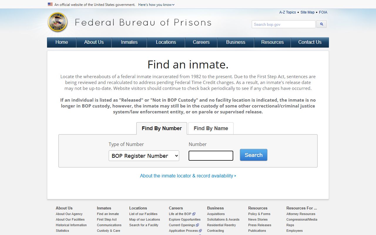 Chester County released inmates lookup on the federal BOP inmate locator
