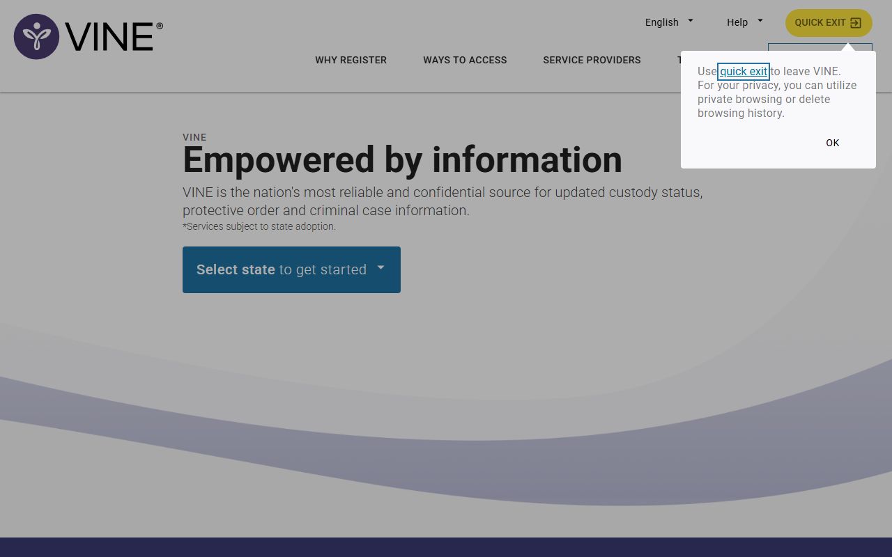 Chester County released inmates alert setup on the VINELink notification portal